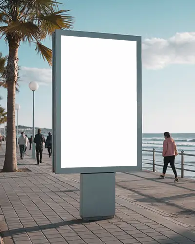 Vertical Billboard Mockup Street Poster Frame Seaside Promenade Urban Environment