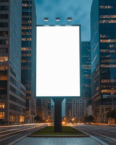 Urban Billboard Mockup For Outdoor Advertising In Cityscape Environment At Dusk