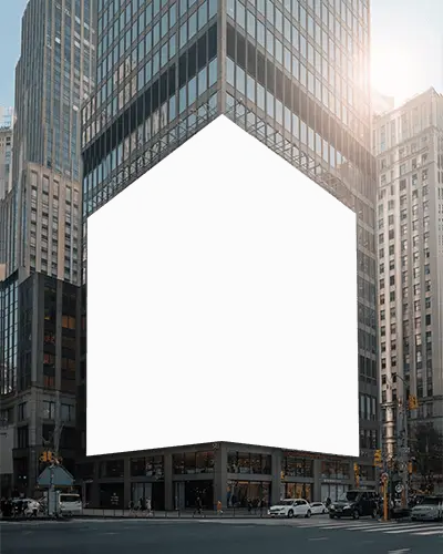 Urban Commercial Billboard Mockup In Downtown Cityscape For Brand Promotion And Advertising