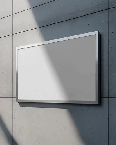 Sleek Minimalist Outdoor Billboard Mockup On Modern Concrete Wall For Advertising Showcase