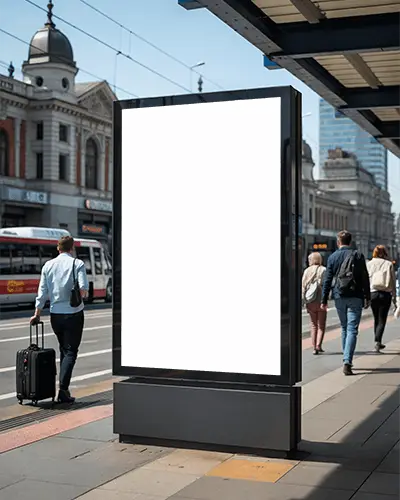 City Sidewalk Outdoor Billboard Mockup Template For Visual Communication