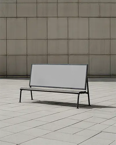 Urban Bench Billboard Mockup Outdoor Public Space Advertisement Display Design