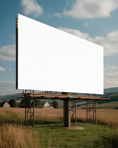 Blank Advertising Billboard Mockup Open Field Vintage Style Structure Promotion