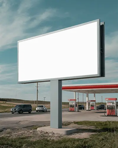 Roadside Gas Station Billboard Mockup Blank Space For Highway Advertisement Setup