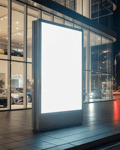 Illuminated City Street Billboard Advertisement Mockup Outdoor Urban Marketing Display