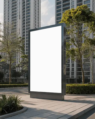 Urban Billboard Advertisement Mockup Outdoor Public Space Pedestrian Friendly Area