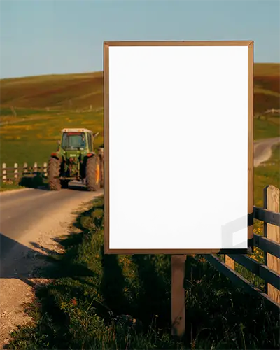 Countryside Farm Road Billboard Mockup For Rural Business Promo And Agriculture Campaign