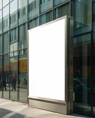 Urban Advertising Billboard Mockup On Modern Glass Building Ideal For Promotion