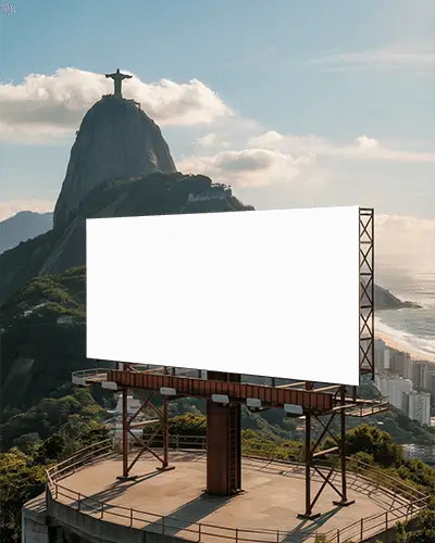 Blank Billboard Mockup Outdoor Mountain Top Advertisement Space Scenic Landscape View