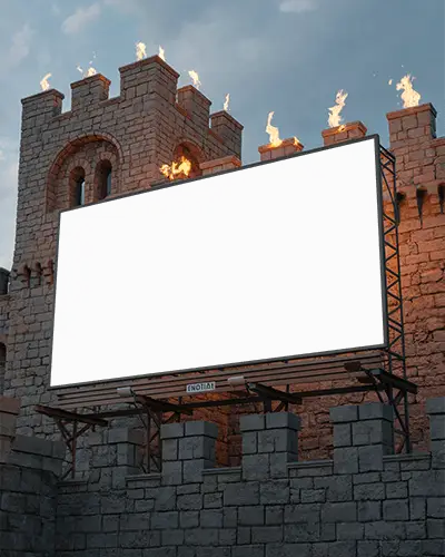 Medieval Style Castle Billboard Mockup Urban Outdoor Advertising Display Creative Design