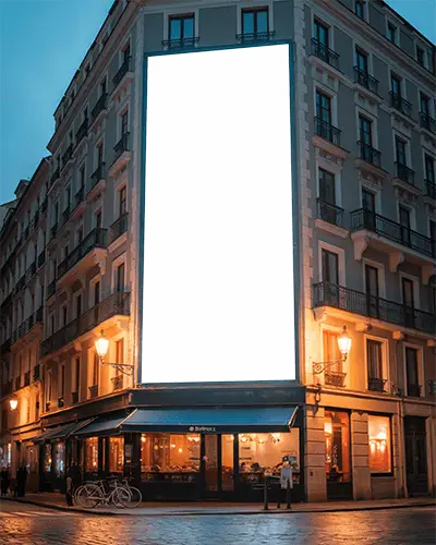 Large Blank Billboard On Modern Building For Creative Advertisement And Campaign Display