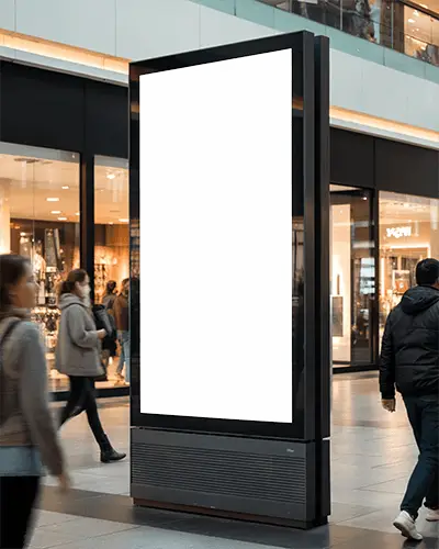 Modern Outdoor Advertisement Billboard In Commercial Area Targeting Mall Visitors