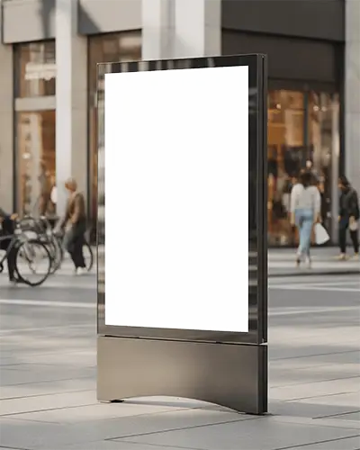 Urban Sidewalk Free Standing Billboard Mockup For Creative Marketing Campaigns