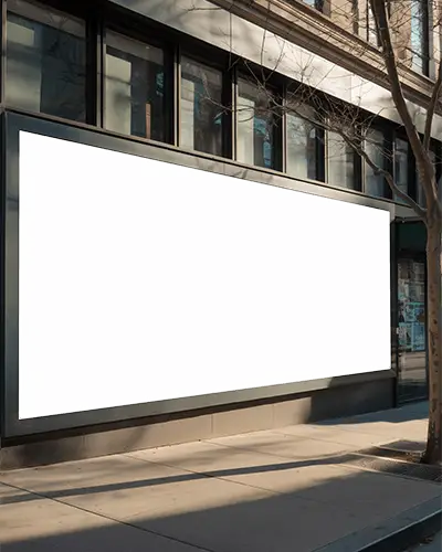 Downtown Building Wide Billboard Mockup Horizontal Clean Frame For Street Advertising