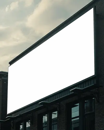 Urban Rooftop Wide Billboard Mockup Soft Evening Light Minimal Display For Brand Campaigns