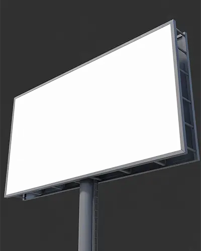High Pole Billboard Mockup Clean Wide Display On Dark Sky Background For Highway Ads