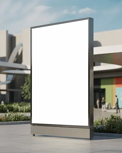 Outdoor Vertical Billboard Mockup With Urban Background For Promotional Advertising