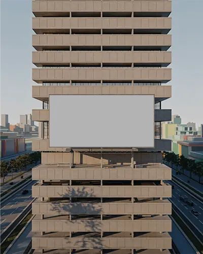 Urban Building Billboard Mockup Cityscape Modern Commercial Advertising Display