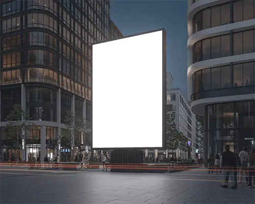 City Center Billboard Mockup For Digital Advertising Display At Dusk
