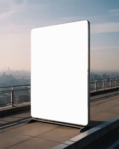 Rooftop Panoramic Cityscape Billboard Advertising Mockup Urban Marketing Promotion Display