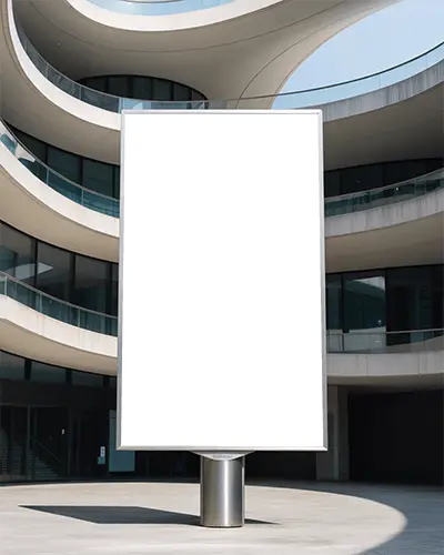 Blank Outdoor Billboard Mockup In Modern Urban Surrounding For Advertisement Display