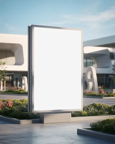 Modern Streetside Billboard Mockup On Pedestal Ideal For Promotion And Branding