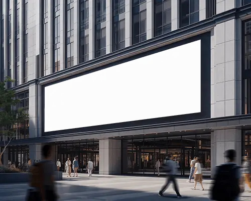 Urban Large Billboard Display Outdoor Advertising Mockup Modern Building Ad Space