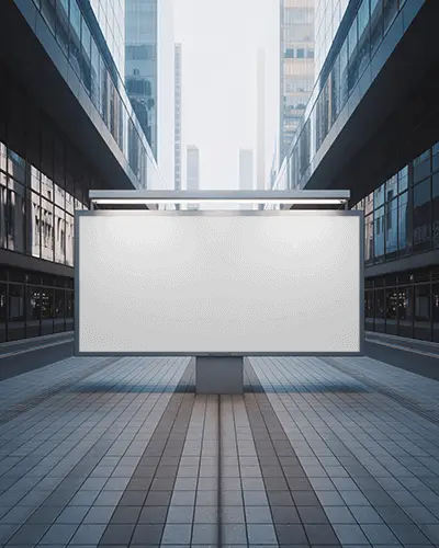 Modern Urban Billboard Mockup In Cityscape For Advertising And Promotional Content Display