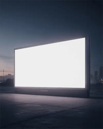 Illuminated Outdoor Billboard Display Mockup In City Environment For Advertisement