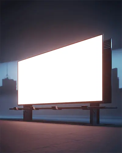 Large Empty Billboard Mockup At Night Urban Environment Blank Advertising Space