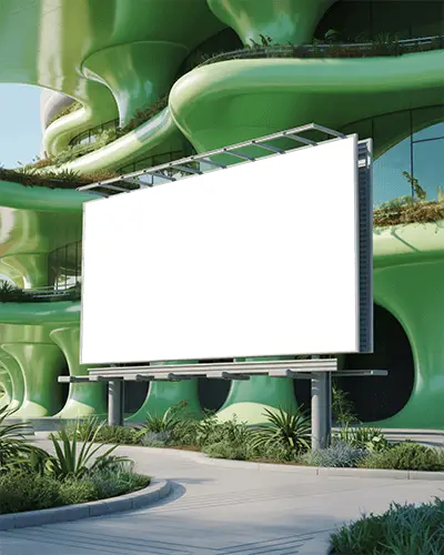 Eco Friendly Outdoor Advertising Billboard Mockup In Urban Modern Green Space