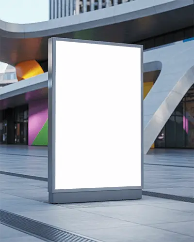 Vertical Street Sidewalk Billboard Mockup Empty Poster Frame Urban Background
