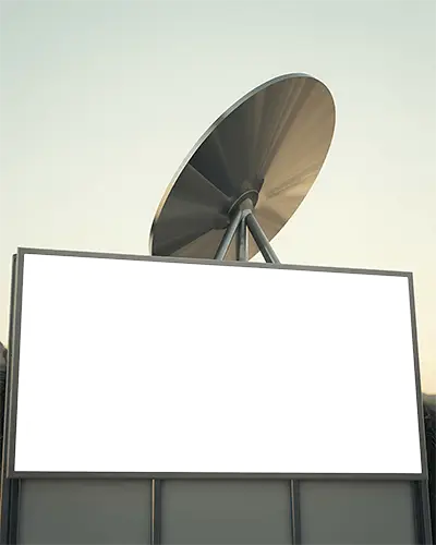 Large Horizontal Billboard Mockup With Satellite Dish Backdrop For Advertising Display