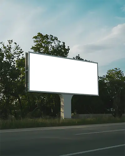 Outdoor Billboard Mockup Advertising Space On Highway With Clear Sky Background Ideal For Marketing