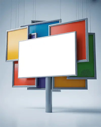 Creative Billboard Mockup Of Suspended Frames For Outdoor And Indoor Promotional Billboard Designs
