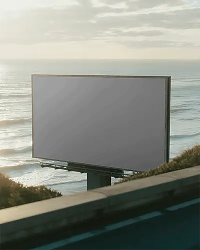 Empty Billboard Mockup On Ocean Cliffside Highway Ideal For Outdoor Advertising Campaigns