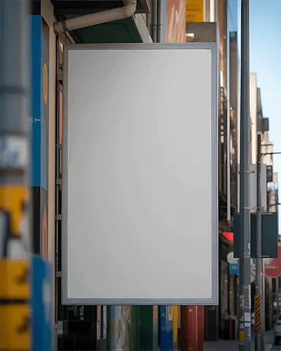 Vertical Billboard Mockup On City Building For Promotional Campaigns And Commercial Display
