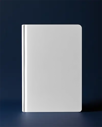 Dark Background Rounded Hardcover Book Mockup Front Facing Minimal White Design Template