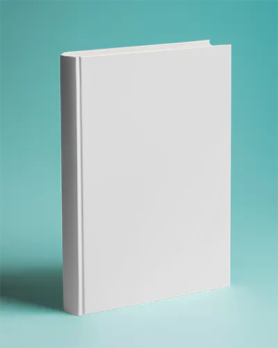 Simple White Hardcover Book Mockup In Studio Light With Blue Green Gradient Background