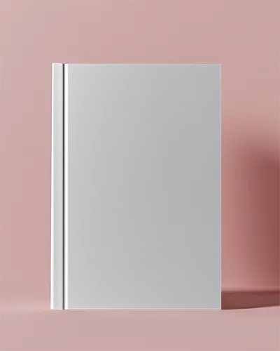 Vertical Hardcover Book Mockup On Soft Pink Background Clean And Minimal