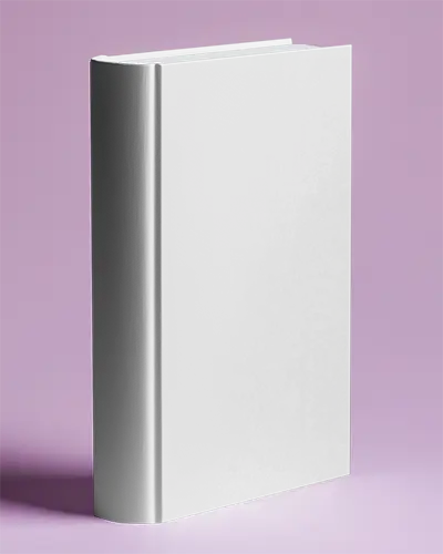 Upright Hardcover Book Mockup Front View On Pastel Purple Background