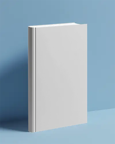 Clean White Book Cover Front View Mockup With Soft Shadow Blue Scene