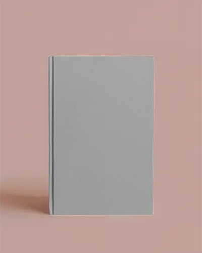 A4 Book Mockup Front View Grey Hardcover On Pastel Pink Background Soft Shadows Clean Layout Minimal And Modern Editorial Scene