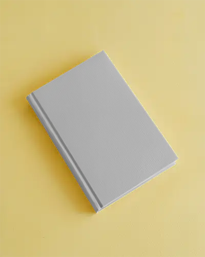 A4 Book Mockup In Soft Angled Top View On Bright Yellow Background Minimal Lighting Clean Hardcover Presentation Design Focused Style