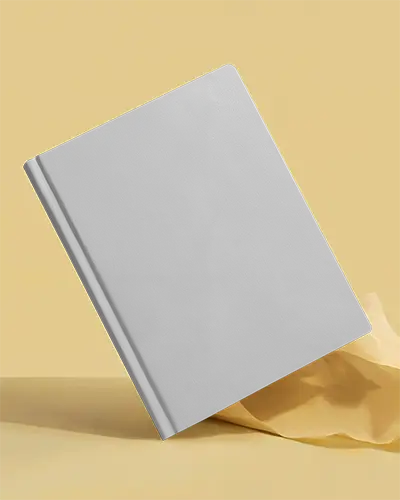 Book Mockup In Balancing Angle On Crumpled Yellow Paper Soft Pastel Background Modern Editorial Showcase Light Shadow Play