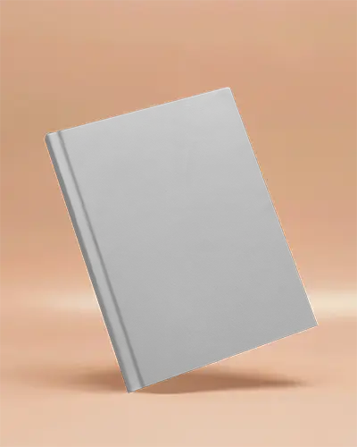 Book Mockup In Floating Angled View Against Peach Gradient Backdrop Minimal Shadow Soft Lighting Presentation Style