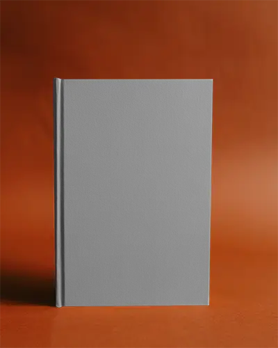 A4 Book Mockup In Front Facing View On Deep Orange Surface With Bold Gradient Background Clean Lighting Hardcover Texture Highlighted