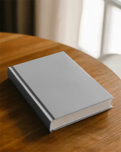 Book Mockup On Wooden Table In Soft Natural Window Lighting With Curtains In Background Hardcover Closeup For Cozy And Elegant Interior Scene