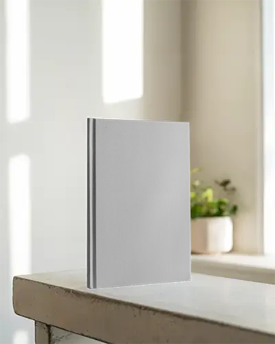 A4 Book Mockup In Natural Light On Minimal Plaster Surface Soft Shadows With Indoor Plant In Background Calm And Organic Feel