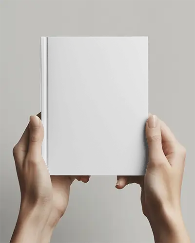 Minimal Hand Holding Hardcover Book Mockup Against Clean Grey Background With Centered Grip Hands